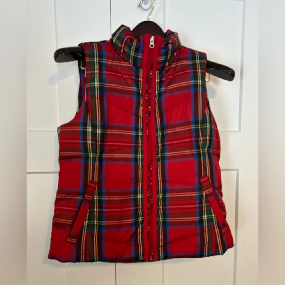 Lands' Girls‎ End Red and Multicolor Plaid Vest M 10/12